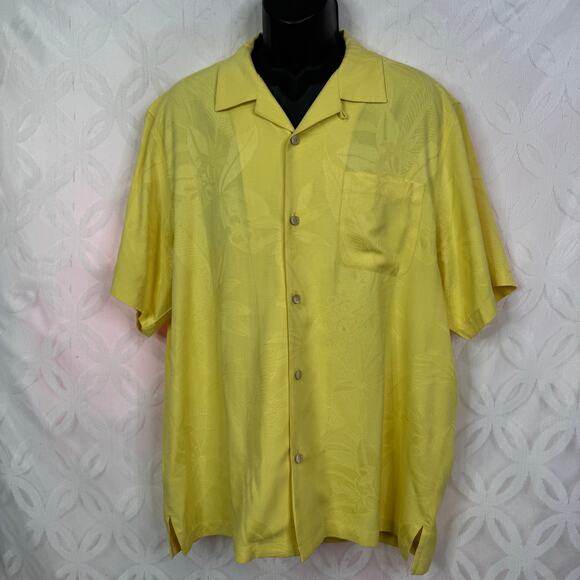 Tommy Bahama Washable Silk Floral Palm Tree Hawaiian Camp Tiki Shirt Size XL - Picture 4 of 9